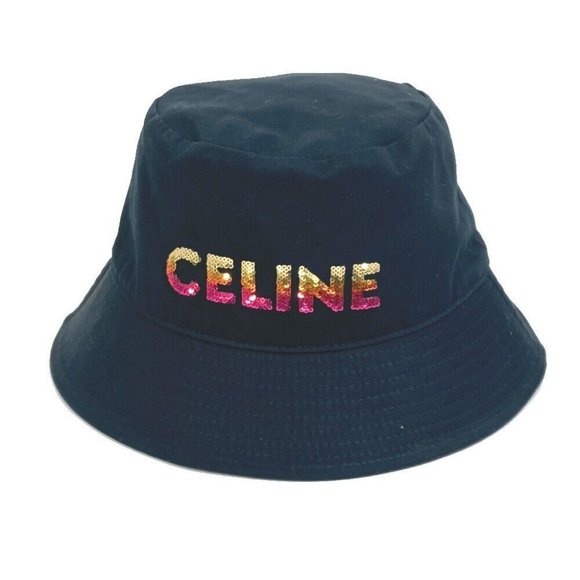 CELINE 2AUO1968P Embroidered gradient sequin hat Bucket hat Black - Picture 1 of 13